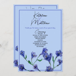 Programme Mariage d'aquarelle bleu violet