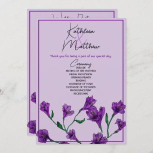 Programme Mariage d'aquarelle florale pourpre
