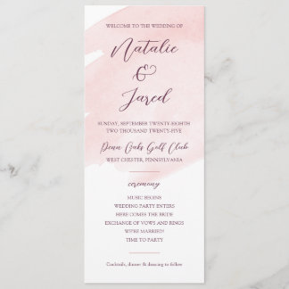 Programme Mariage d'aquarelle rose