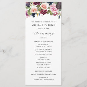 Programme Mariage d'automne aux figues aquarelles et fleurs 