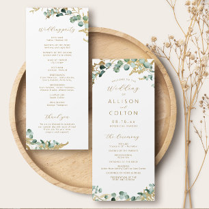 Programme Mariage de boho d'or de l'eucalyptus rustique