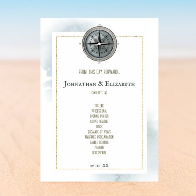 Programme Mariage de boussole marine vintage (Vintage Nautical Compass Wedding Program)