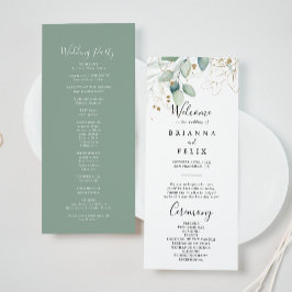 Programme Mariage de calligraphie d'Eucalyptus d'or