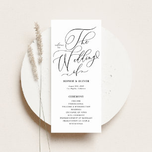 Programme Mariage de calligraphie Whimsical noir et blanc