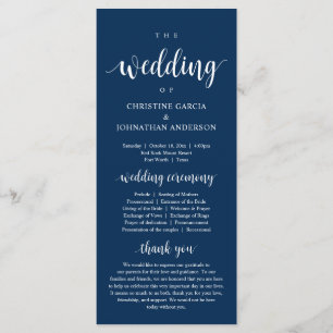 Programme Mariage de, Cérémonie Mariage moderne, Navy Blue P