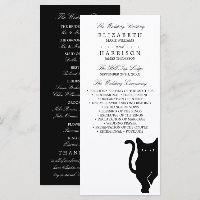Programme Mariage de chat noir Whimsical moderne (Devant / Derrière)
