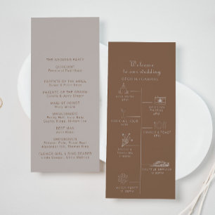 Programme Mariage de chronologie minimaliste Brown du Boho d