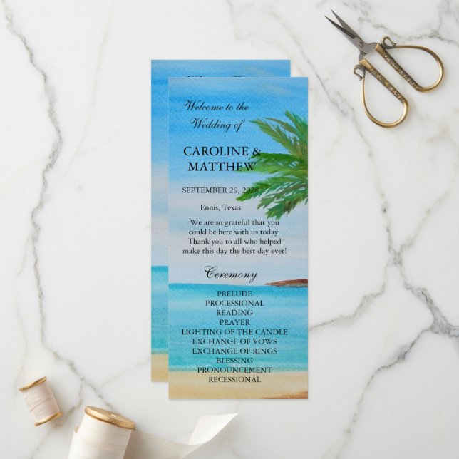 Programme Mariage de destination de l'île de plage tropicale (Devant/Arrière en situation)