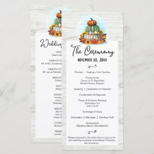 Programme Mariage de Ferme Automnal de Campagne Rustique au 