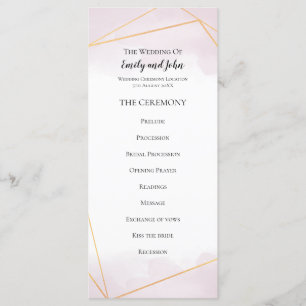 Programme Mariage de lignes géométriques couleur or rose pâl