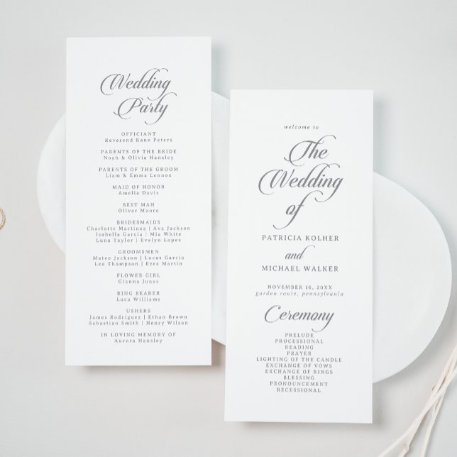 Programme Mariage de longueur de thé calligraphié chic class (Créateur téléchargé)