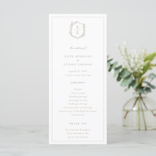 Programme Mariage de monogramme de crête botanique