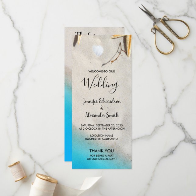 Programme Mariage de plage de sable tropical océanique (Devant/Arrière en situation)