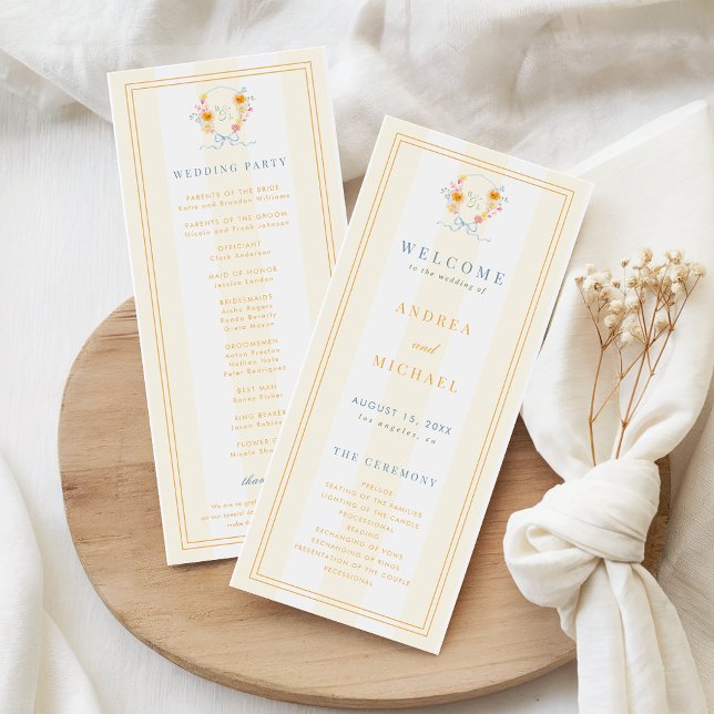 Programme Mariage de printemps à monogramme et noeud papillo (Créateur téléchargé)