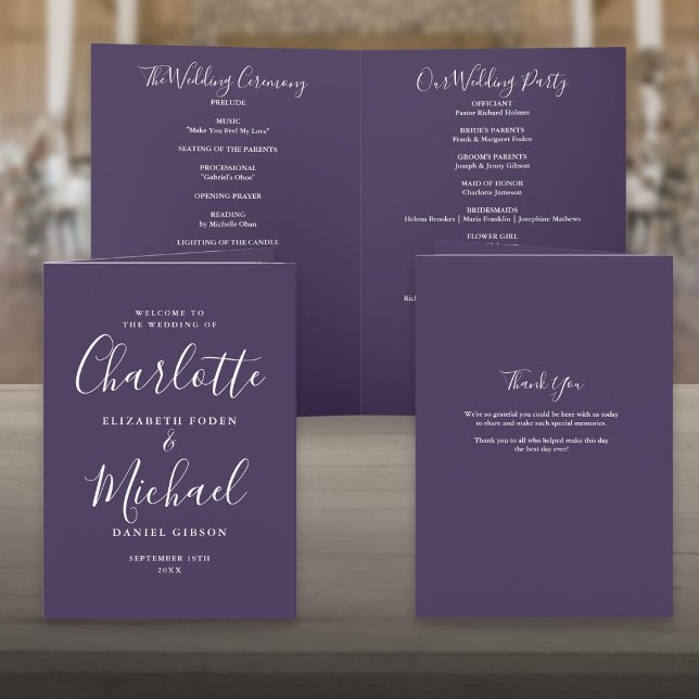 Programme Mariage de script de signature Purple Elegant (Purple Elegant Signature Script Wedding Program)