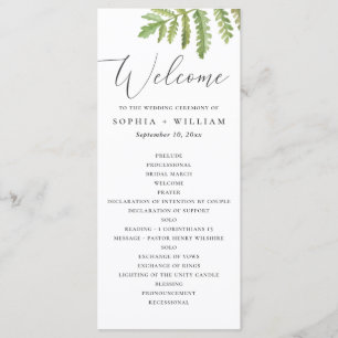 Programme Mariage de script de verdure de forêt à l'aquarell