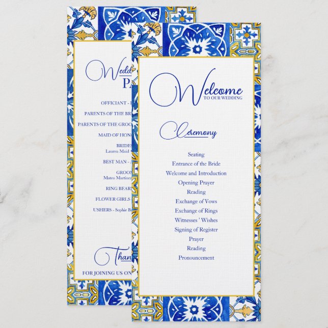 Programme Mariage de tuiles modernes été méditerranéen (Devant / Derrière)