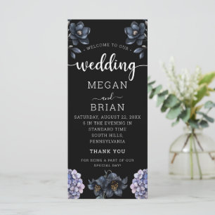 Programme Mariage de typographie classique à fleurs noires e