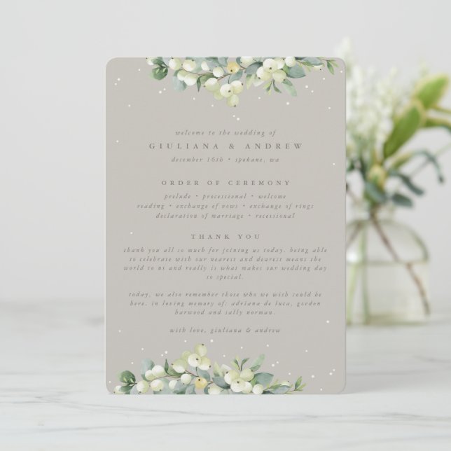 Programme Mariage d'hiver Greige Snowberry+Eucalyptus (Debout devant)