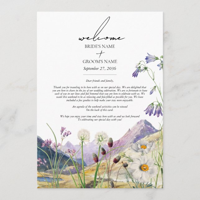 Programme Mariage d'itinéraire rustique Fleur sauvage Mounta (Devant)
