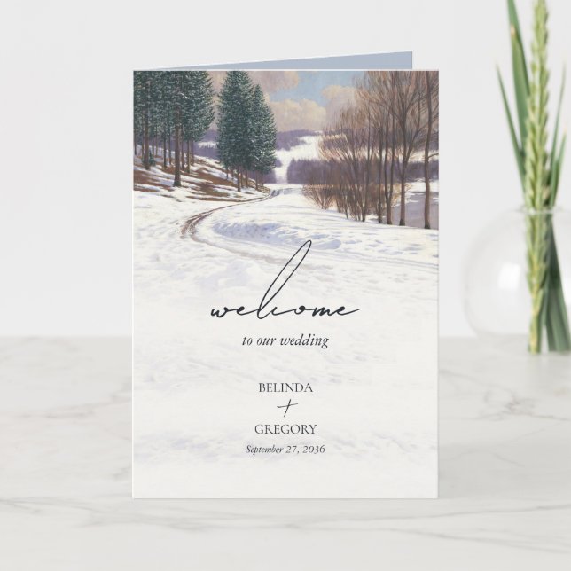 Programme Mariage du paysage de neige d'hiver Ordre de servi (Devant)