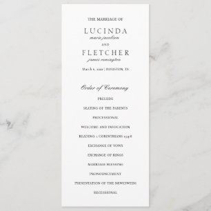 Programme Mariage élégant à l'ancienne en noir et blanc