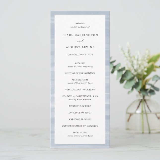 Programme Mariage Élégant Bleu Atténué Chic Côtiers (Debout devant)