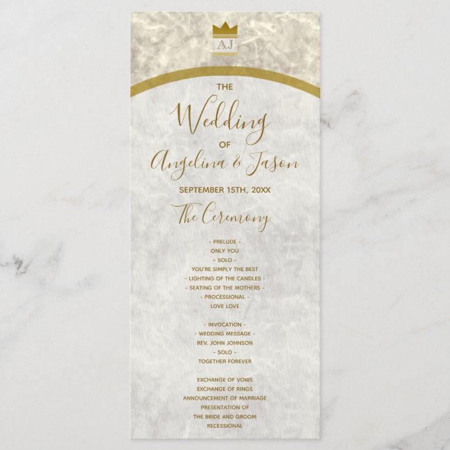 Programme Mariage Élégant en Or (Devant)