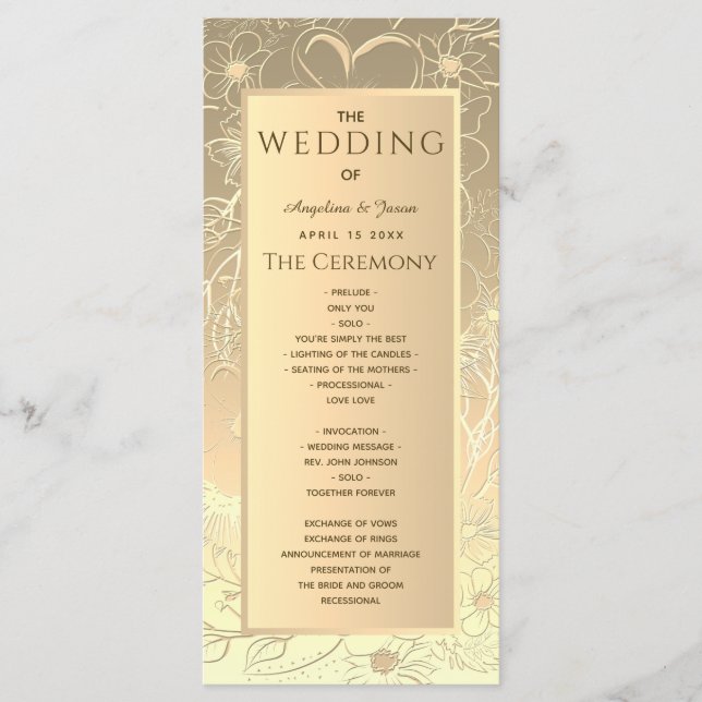 Programme Mariage élégant en or (Devant)