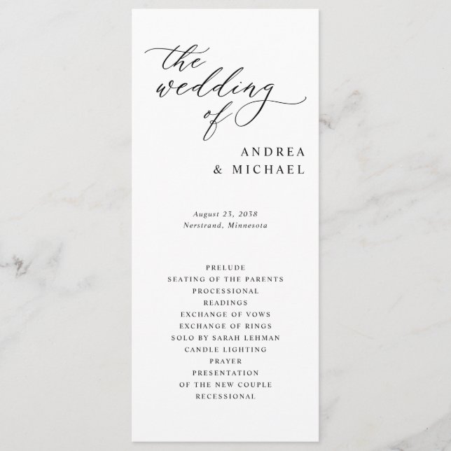 Programme Mariage élégant et simple (Devant)