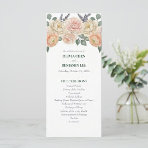Programme Mariage Élégant Fleur de Pêcher et Treillis Doré