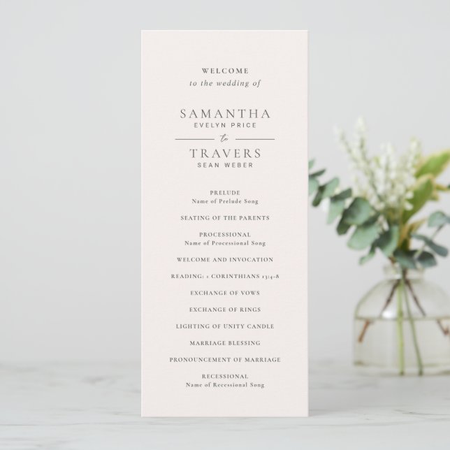 Programme Mariage Élégant Gris Traditionnel (Debout devant)