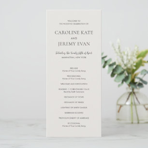 Programme Mariage Élégant Neutre et Raffiné
