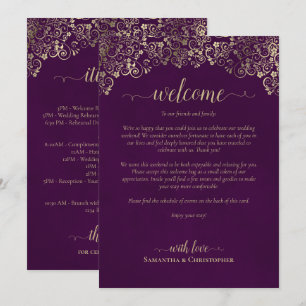 Programme Mariage Élégant Plum & Or : Accueil et Itinéraire