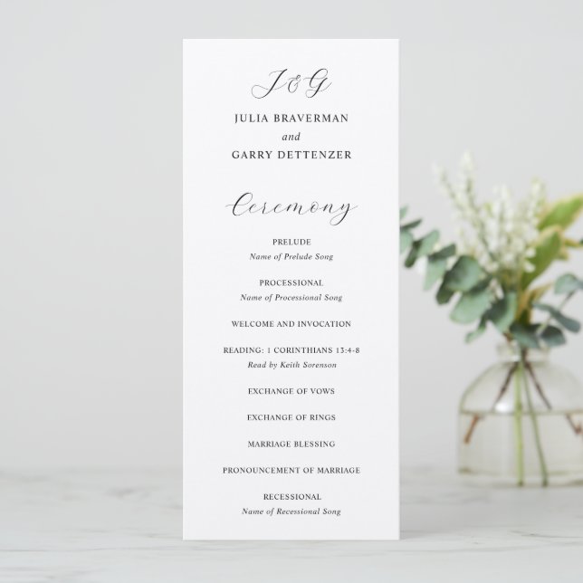 Programme Mariage Élégant Traditionnel (Debout devant)
