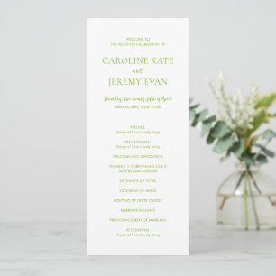 Programme Mariage élégant vert vibrant propre