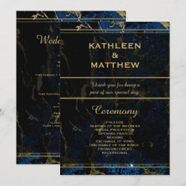 Programme Mariage en marbre bleu marine et (Faux) or