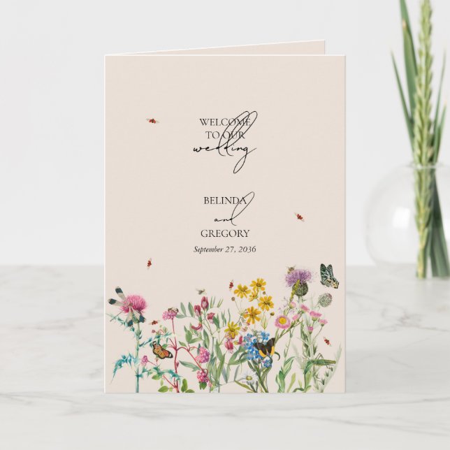 Programme Mariage Fleur sauvage aquarelle Ordre de service (Devant)