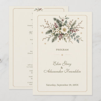 Programme Mariage Floral Aquarelle Botanique d'Hiver