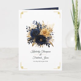 Programme Mariage floral bleu marine et or