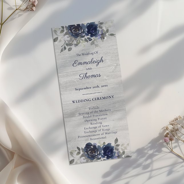 Programme Mariage floral bleu marine gris argent (Créateur téléchargé)