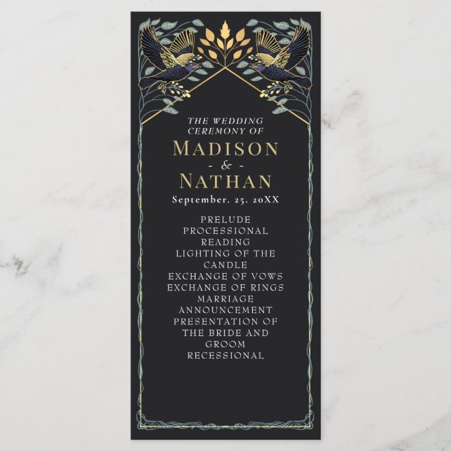 Programme Mariage floral corbeau gothique enchanté (Devant)