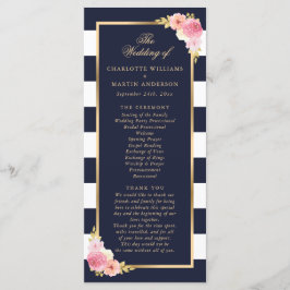 Programme Mariage floral couleur or bleu marine rose