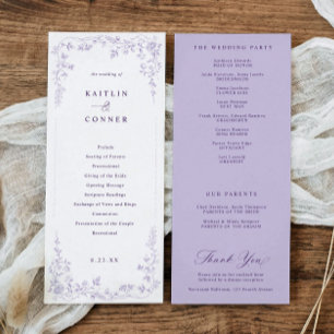 Programme Mariage Floral Français Violet Lavande Victorien