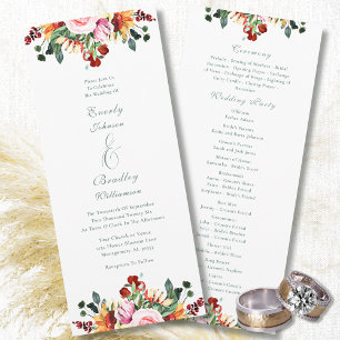 Programme Mariage floral jaune orange rouille vert sauge