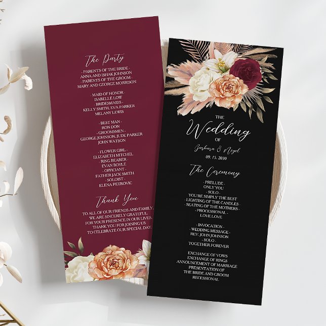 Programme Mariage floral noir de Bourgogne (Créateur téléchargé)