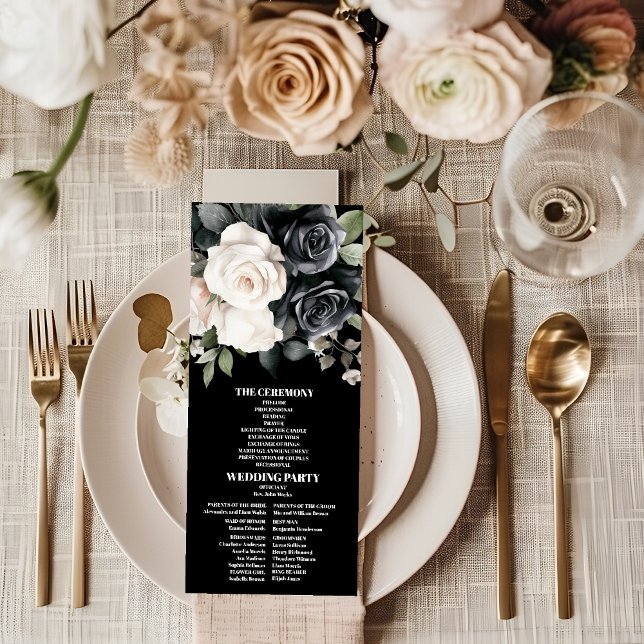 Programme Mariage Floral Noir et Blanc Moderne (Créateur téléchargé)