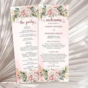 Programme Mariage Floral Rose Pâle Romantique avec Feuillage