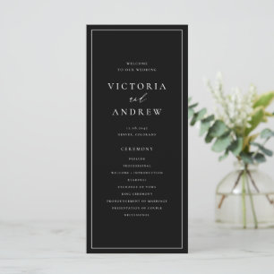 Programme Mariage Formel Simple Typographie Noir