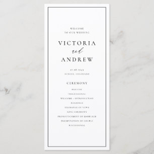 Programme Mariage Formel Typographie Simple Noir